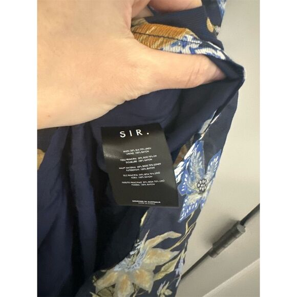 SIR. Lilian Floral Cross Back Maxi Dress Blue V-Neck Size S Formal - Picture 5 of 5